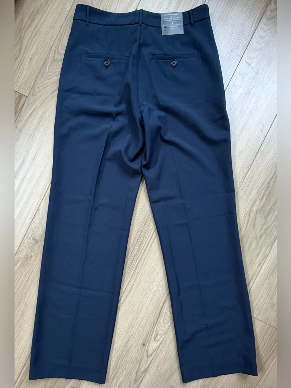 Banana Republic Womens Straight Sculpted Hi Rise Stretch Navy Pant Sz 4